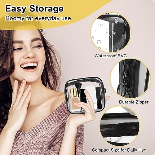TSA Approved Toiletry Bag, 2 Pack Small Clear Zipper Pouch Makeup Bags Quart Size Travel Cosmetic Bag for Men and Women Carry on Airline Airport Travel Accessories — view 6