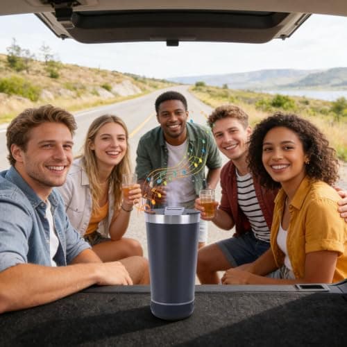 Speaker Mug, 16 oz Stainless Steel Mug, Insulated Coffee Mug with — view 4