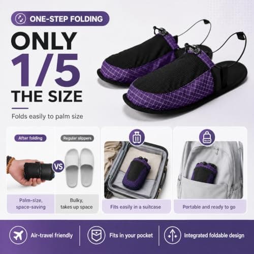 Foldable Shoes, Travel Slippers, Quick-Dry Non-Slip Shower Shoes, Women Men — view 4
