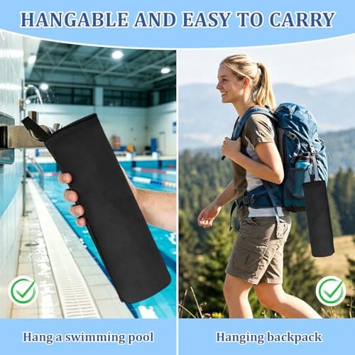 LURVOUS 2 Pack 40x80cm Microfibre Towel, Quick Dry Gym Towel for Men Women, Absorbent Sports Towel Lightweight Travel Towel for Yoga Beach Shower Backpacking Pool (Black,Pink) — view 6