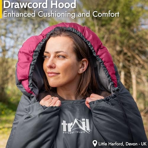 Trail Envelope Sleeping Bag With Snug Hood, Single Adult, 3 Season, Water-Resistant, Lightweight With Compact Bag, Outdoor, Camping, 250g Filling — view 5
