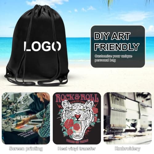 WESTWOOD FOX Drawstring Gym Bag String Bags Gym Sack Backpack PE Bags for Women Men Trainer Swimming Bag Travel Beach School Holidays Suitable for Sports,kids,Boys,Girls (Jet Black, 1 pc) — view 5