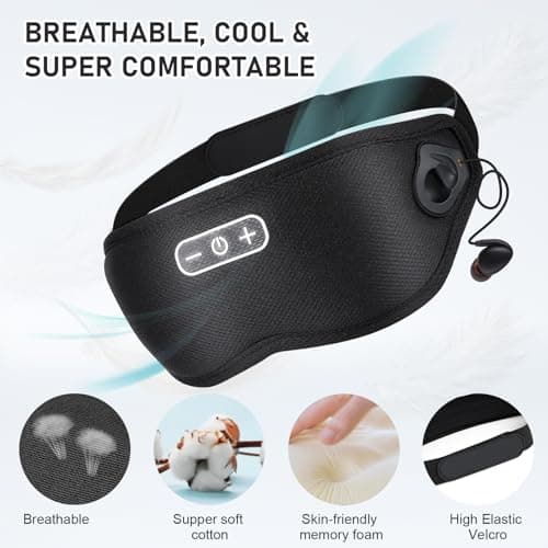 Eye Mask for Sleeping, 3D Sleep Eye Mask with Headphones Built-in White Noise, Breathable Sleep Mask for Traval, Blackout Contoured Eye Cover with Comfortable Adjustable Strap for Wome Men — view 4