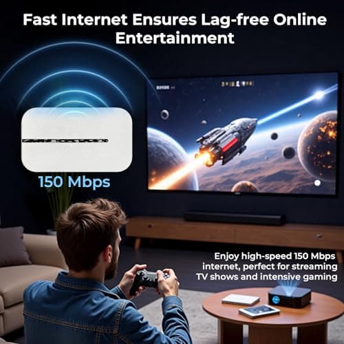 4G/5G Portable WiFi Router with SIM Card Slot, 150Mbps High-Speed Pocket WiFi for Laptop, LTE Mobile Hotspot with a Powerful 2100mAh Battery for Outdoor Travel Camping Party Caravan Phone Laptop — view 6