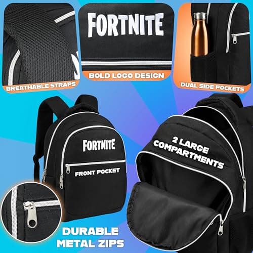 Fortnite Backpack for Kids Teenagers Gaming Rucksack School Bag Camo Daypack Travel Bag for Days Out PE Sports Gamer Gifts (Black) — view 4