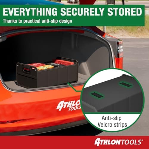 ATHLON TOOLS Car Boot Organiser - Collapsible Boot Storage Bag - Multi-Compartment Tidy for Car, Van & SUV - 600D Oxford, Non Slip Bottom — view 6