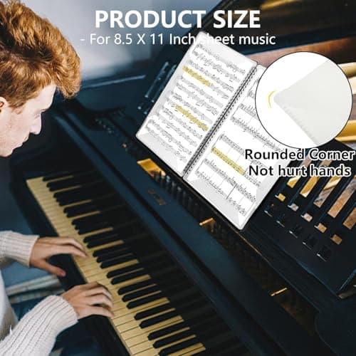 Abaigeal 2 Pack A4 Sheet Music Folder, 60 Pockets/30 Pages Spiral Sheet Music Binder Organizer, A4 Music Folder with Plastic Sleeves for Piano Guitar Violin Paper Document — view 2