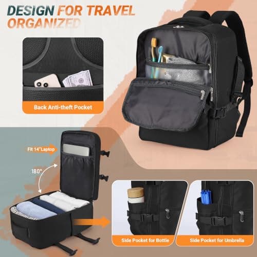 xlodea for Ryanair Cabin Bags 40x30x20 Underseat Cabin Bag Carry-ons Hand Luggage Bag Waterproof Travel Backpack Cabin Size Ryanair Backpack with USB Charging Port, Anti Theft Pocket, Trolly Sleeve — view 3