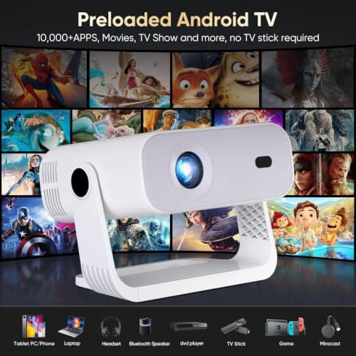 2026 New Smart Projector Built-in Apps Android 14 Native 1080P 4K Supported — view 3