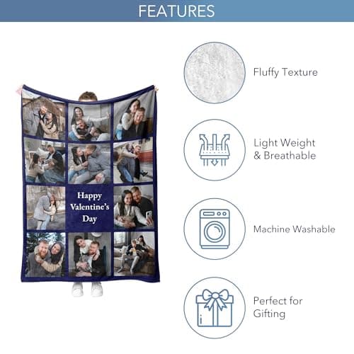 Custom Blanket – Personalised Photo Blanket for Mum, Soft Fleece Memory Throw for Birthdays, Christmas, or Mother’s Day – Large Personalised Blanket with Pictures for Women and Adults — view 4