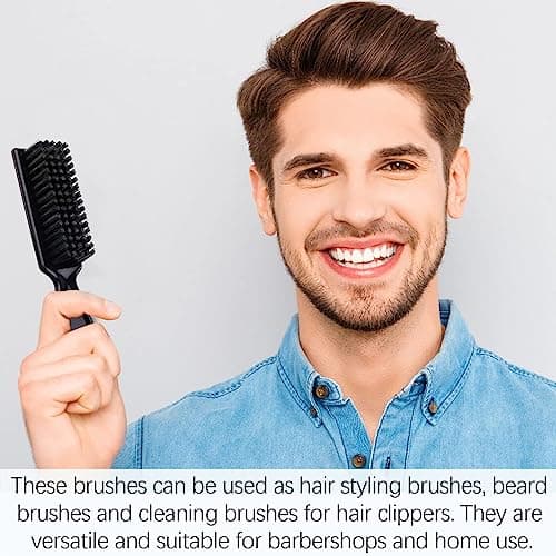4PCS Fade Brush, Clipper Cleaning brush Hair Clipper Cleaning Hair Brush Bristle Hair Brush Beech comb with Beech Handle Used for Men with Thin or Thick Hair Styling Beard Brush — view 4