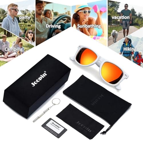 Joopin Square Sunglasses Polarised UV400 Protection Men Women White Orange — view 6