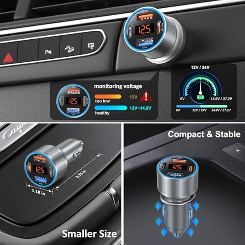 65W Multi Port Car Charger USB C Fast Charge for iPhone 17/16/15/14 Pro Max — view 5