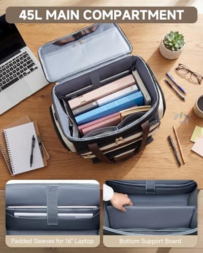 Amythe 5-Wheel Rolling Teacher Tote Bag, 15.6 Inch Laptop Briefcase, Black — view 6
