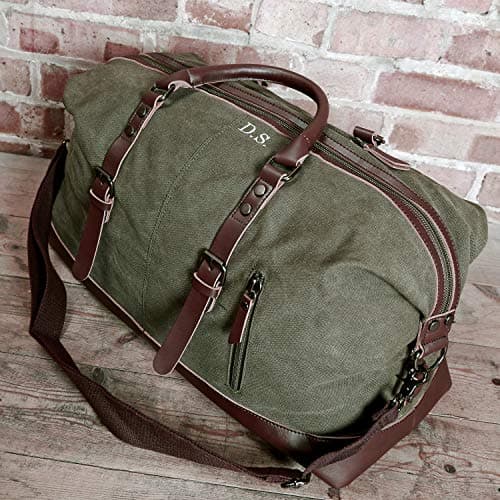 aztex Premium Collection Oversized Canvas Holdall Travel Carry On Duffel Bag Overnight Weekend Bag Unisex Travel Holdall 55 x 26 x 37cm, Army Green (Personalised) — view 2