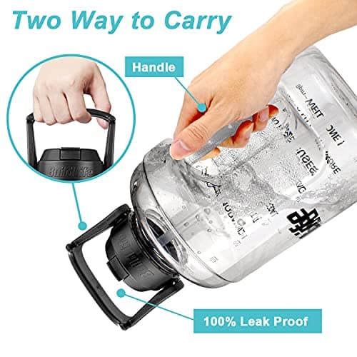 BuildLife Motivational Water Bottle 2.2L - Large Capacity Water Jug with Straw & Time Marker & BPA Free Ensure Enough Water-Drinking Throughout The Day (Clear, 2.2L) — view 3
