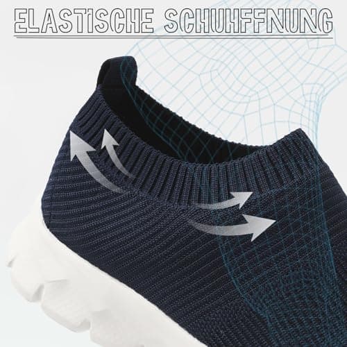 Mens Trainers Slip on Trainers Walking Running Sneaker,Blue,Size 9 UK — view 3