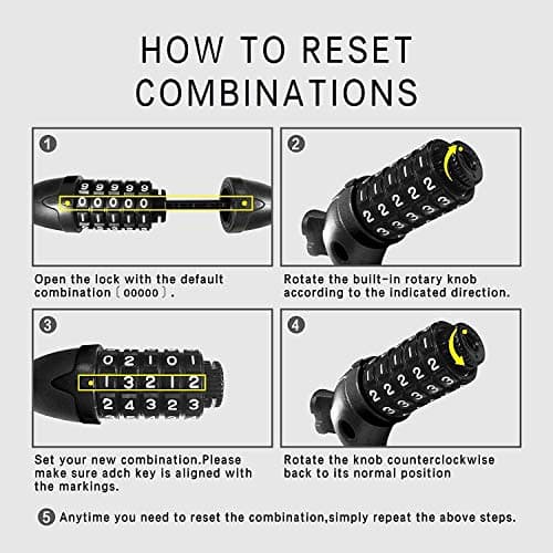 REHKITTZ 5-Digit Combination Bike Lock, 12 mm Cable, 120 cm Length — view 6