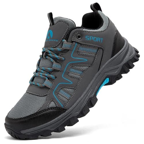 ASOCO DREAM Hiking Shoes Mens Womens Walking Boots Lightweight Breathable Trekking Climbing Trainers Outdoor Backpacking Camping Sneaker,Grey,7 UK