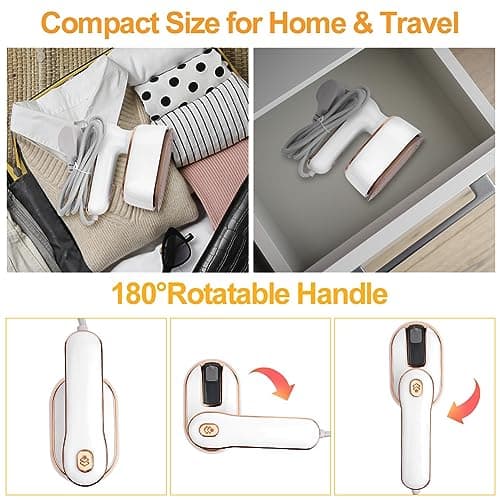 AUAUY Mini Steam Iron, 1000W Portable Handheld Travel Steam Iron(White) — view 6