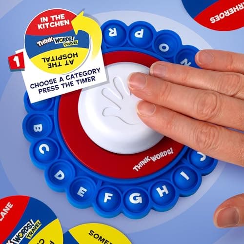 Think Words Travel Game: Choose a category, name an answer, pop the first letter, press the timer and pass it on! | Family Games | Travel Games | For 2-8 Players | Ages 8+ — view 5