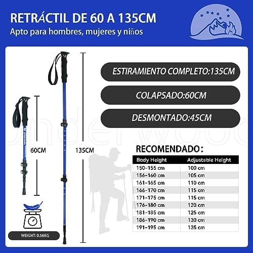 2-Pack Walking Sticks for Women and Men,Telescopic Trekking Pole for Hiking — view 6