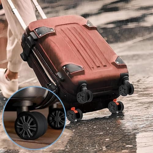 QHLWTT 12Pcs Silicone Luggage Wheel Covers Reduce Noise Silent Suitcase Wheel Covers Portable Trolley Case Caster Covers for Most Suitcase (Black) — view 6