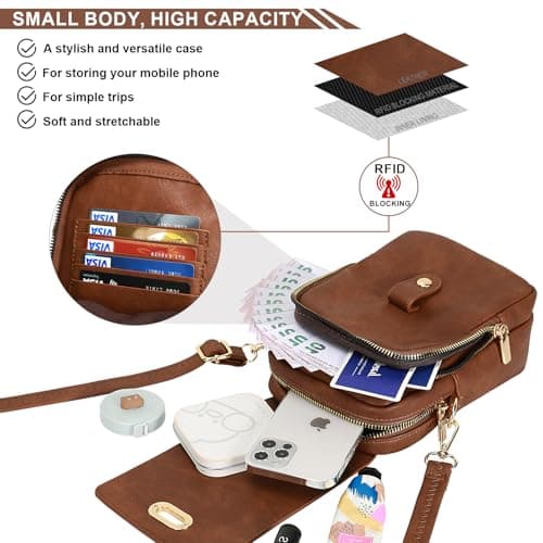 Leathario Cross Body Bag Women, Vegan Leather Phone Bag, Small Women's Cross-Body Bags, Versatile Handbags and Shoulder Bags — view 5
