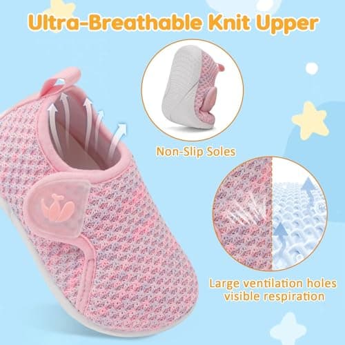JIASUQI Kids Fashion Walking Shoes Boys Girls Breathable Lightweight Sneakers Toddler Anti-Slip Barefoot Shoes Toddler School Shoe(Pink Purple 143,Size 5-5.5) — view 4