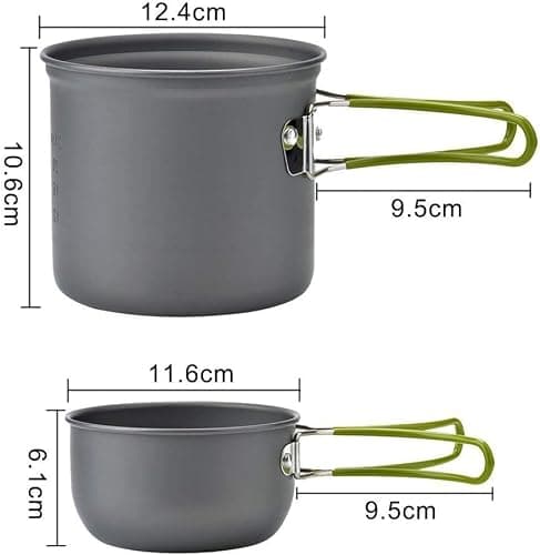 Pardarsey Camping Cookware Mess Kit 1-2 Person / 2-3 Person,Folding Knife and Fork, Portable Pan and Pan Set, Hiking for Picnic and Camping — view 4