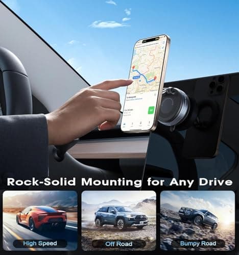 Vacuum Suction Car Phone Holder Mount for Magsafe iPhone, Rotates 720° for Dashboard & Windscreen | Universal Magnetic Mobile Holder for iPhone 17 16, Samsung Galaxy, and All Android Phones — view 6