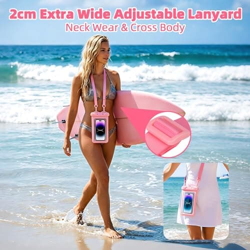 IPX8 Waterproof Phone Pouch Universal Cell Phone Dry Bag Patented Sealed Lock Lanyard Mobile Phone Case for Swimming Surfing Beach for iPhone 17 16 15 Samsung S26 S25 Huawei Xiaomi up to 8.9" — view 2