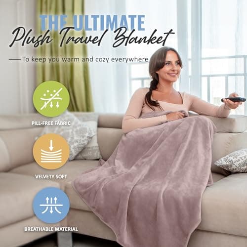 BOACAY Soft & Warm Travel Blanket for Aeroplane & Car - Essential for Long Flights for Women, Men, Children - Compact Pillow with Luggage Sleeve & Backpack Clip — view 2
