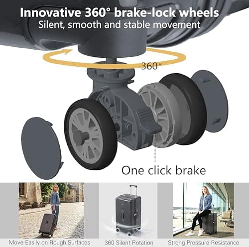 LIGHTGO Series 20/28/30 Inch Aerospace-Grade Hardshell Luggage – Max Capacity with Dual-Brake Silent Wheels (Carbon Rock Gray, 28inch) — view 4