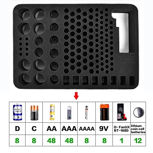 PAIYULE 140 Battery Organiser Storage Case with BT168 Tester Black — view 2
