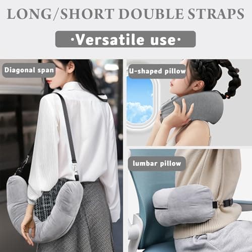HOPNKN Stuffable Neck Pillow for Travel, Travel Pillow Stuffable with Clothes, Travel Neck Pillows With Adjustable Straps for Essentials Extra Luggage(Grey) — view 5