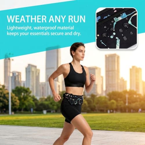 Adjustable Running Belt,Slim Phone Holder for Running Slim Waist Pack Black — view 4