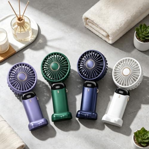 Portable Handheld Rechargeable Fan, Lavender — view 2