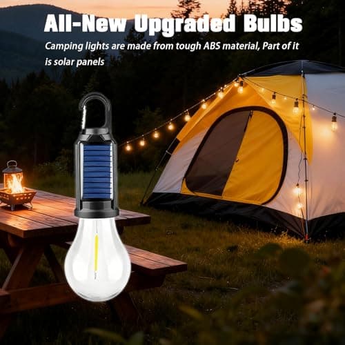 Solar Camping Light 4-Pack, Rechargeable Tent Lamp with Hook, Vintage Outdoor Design for football Field, Garden, Patio — view 6