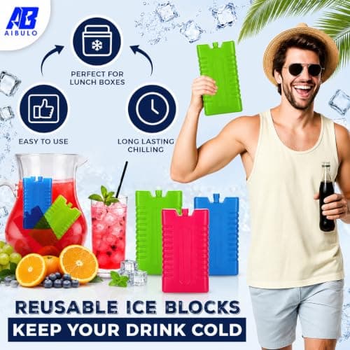AIBULO Reusable Ice Packs – 16cm Freezer Blocks Pack of 2 for Cool Boxes, Lunch Bags, Coolers, and Picnic – Slim, Leakproof Ice Blocks for Travel, Camping & Outdoor Activities — view 5