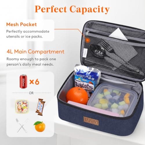 Lifewit Insulated Lunch Bag for Men, 4L Small Cool Bag for Lunch,Dark Blue — view 2