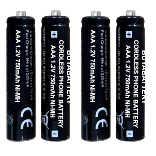 Rechargeable AAA Cordless Phone Batteries 1.2V 750mAh NiMH 4-Pack for BT