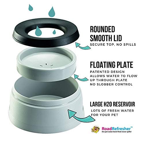 Road Refresher Prestige Non Spill Pet Water Bowl, Grey, Large , Pack of 1 — view 2