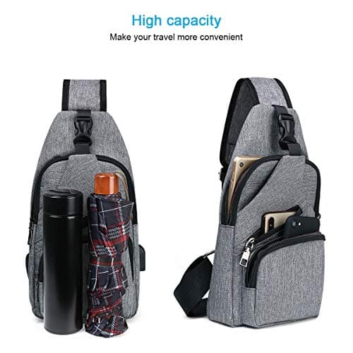 flintronic Sling Bag, Chest Bag with USB Charging Port, Men Women Lightweight Crossbody for Hiking,Cycling, Traveling (Include 1*USB Cable) — view 5