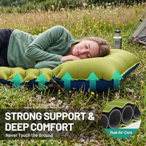 Overmont Camping Sleeping Pad Extra Thick with Pillow — view 3