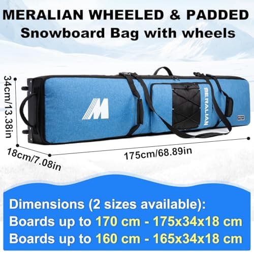 MERALIAN Snowboard Bag with Wheels,Padded Snowboard Bags for Air Travel — view 4