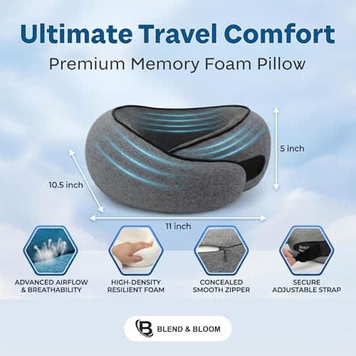 Blend & Bloom Travel Pillow for Airplane, Dark Grey — view 2