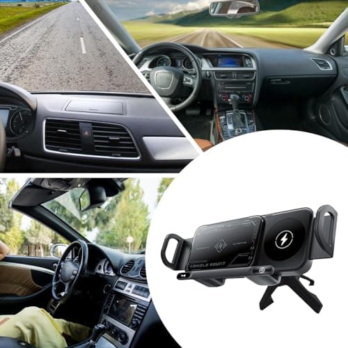 Fnaekier Car Phone Mount | Magnetic Foldable Phone Charger Holder for Car | Non-Slip Fast Charging for Pad All Smartphones Drivers Travel Road Vehicle Pickups Sedans — view 4