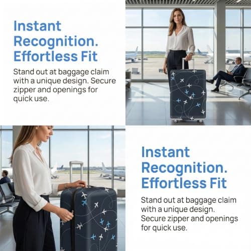 Oridaceae Elastic Suitcase Cover, Travel Luggage Cover Suitcase Protector Washable, Reusable and Dustproof, Polyester Trolley Case Covers with Zipper (Airplane pattern, S (18-21 Inch)) — view 4