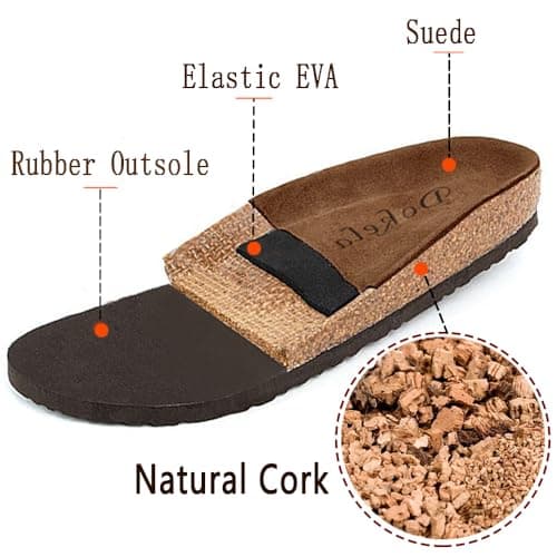 Dokela Sandals for Women Cork Footbed Mlue with Arch Support,Black,6 UK — view 5
